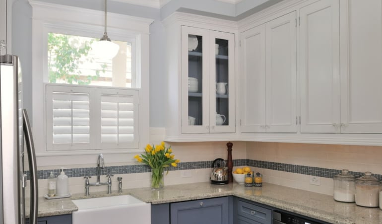 Polywood shutters in a Atlanta kitchen.